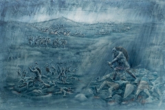 Darkride backdrop illustration, "Battle scene" (Client: The Viking Museum).